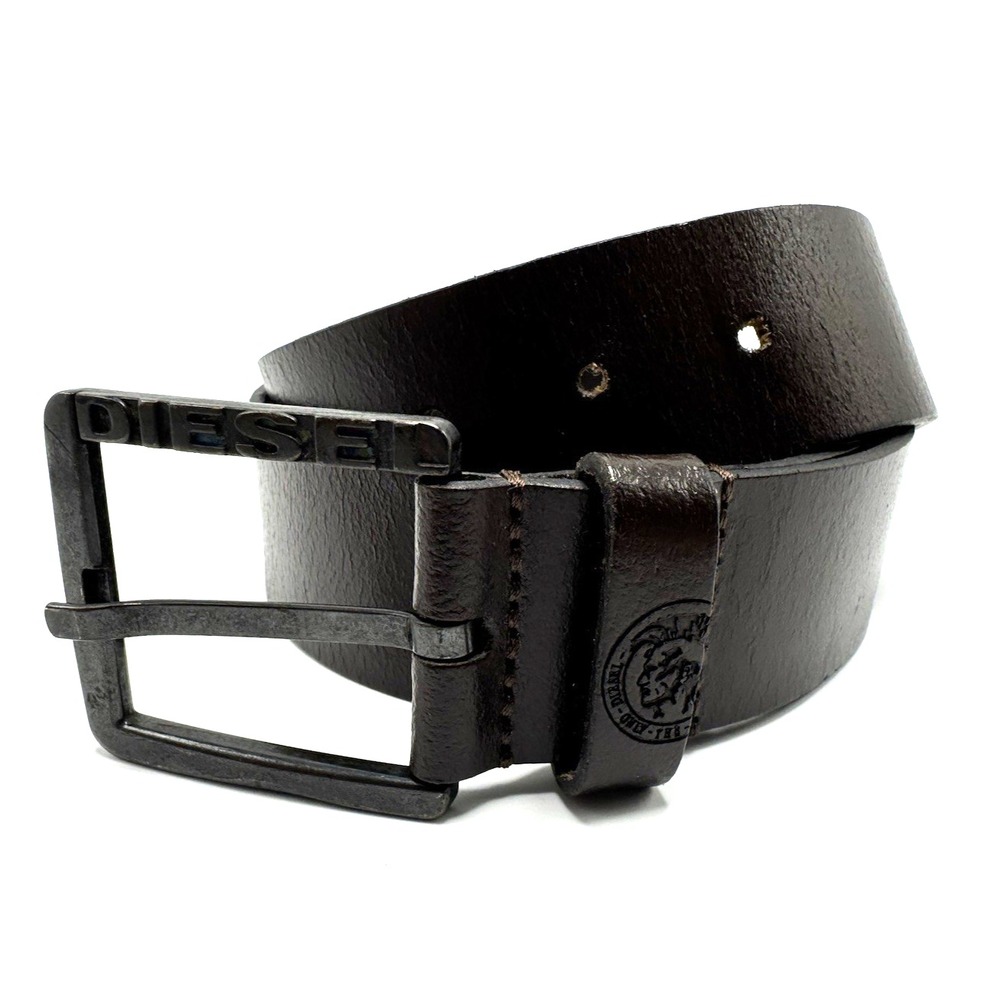 VTG Men's DIESEL Dark Brown Leather Belt Size 80/32 (Fits 30)